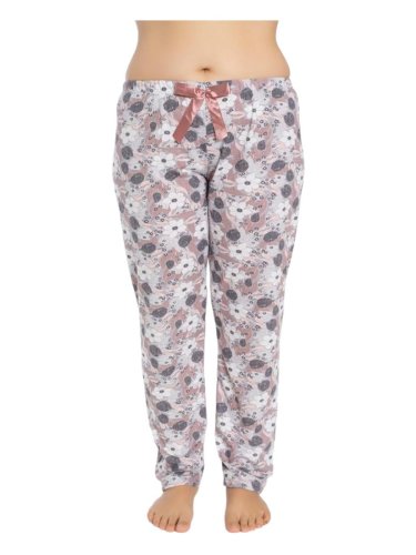 Pantaloni de pijama dama batal, model roz cu flori