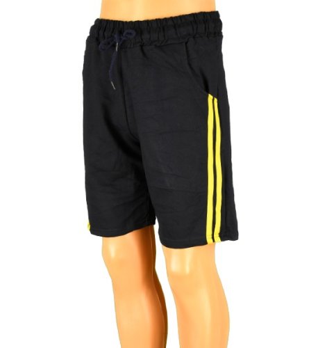 Pantaloni negru cu galben cu 2 dungi pentru barbat - cod 37672