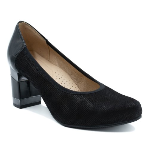 Pantofi eleganti dama, beatrixx, din piele naturala velour, culoare negru, cod af-496g
