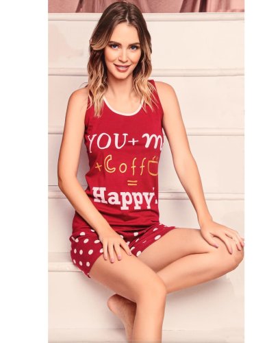 Pijama bordo coffe - cod 43174