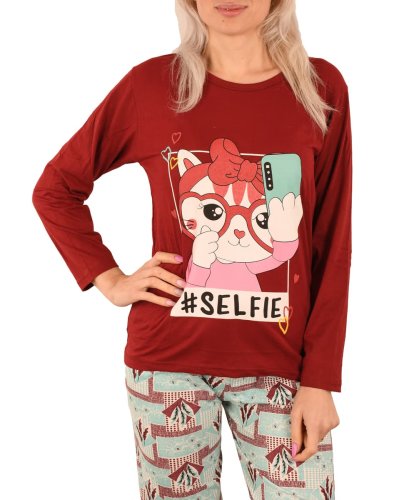 Pijama bordo #selfie- cod 45681