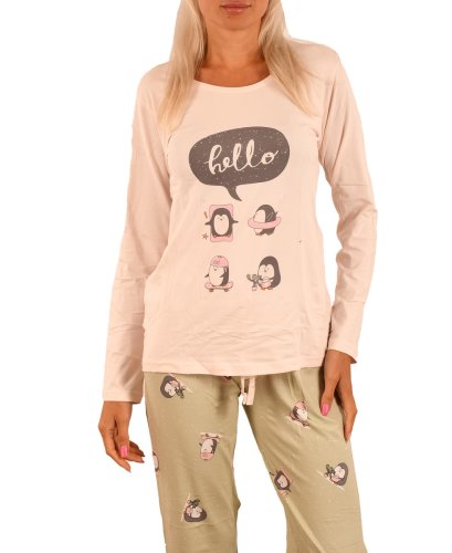 Pijama luxury rubina roz pal hello - cod 44377