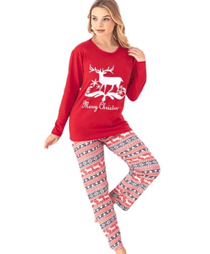 Pijama vatuita cu imprimeu de craciun merry christmas