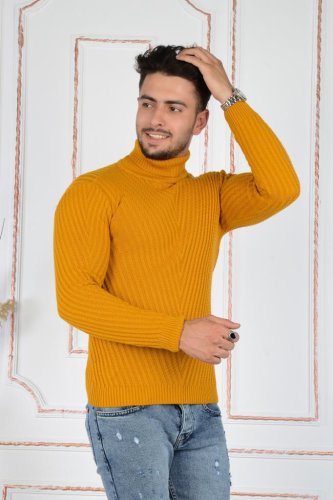 Pulover galben pentru barbat cu model striat