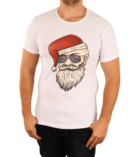 Tricou alb cool santa pentru barbat - cod 45742