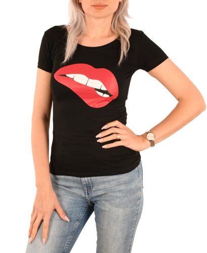 Tricou dama negru red lips-cod 45901