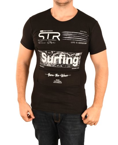Tricou negrusurfing pentru barbat - cod 45725