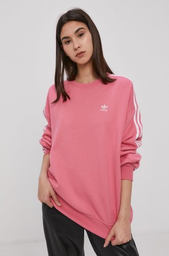 Adidas originals hanorac de bumbac femei, culoarea roz, material neted
