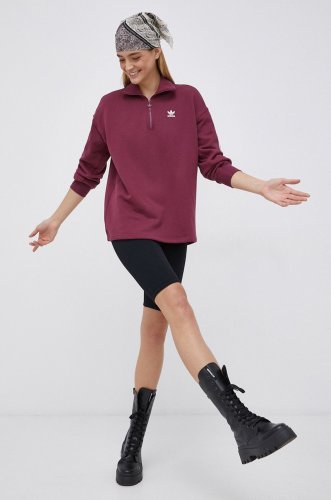 Adidas originals hanorac de bumbac femei, culoarea violet, material neted