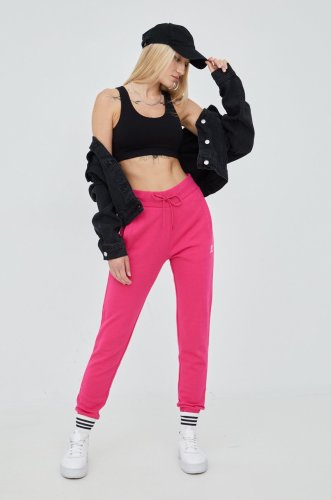 Adidas originals pantaloni de trening din bumbac adicolor femei, culoarea roz, neted