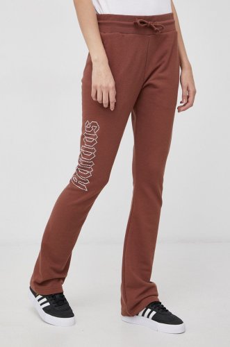 Adidas originals pantaloni femei, culoarea maro, material neted
