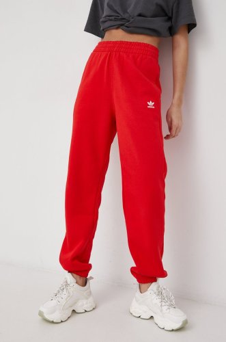 Adidas originals pantaloni femei, culoarea rosu, material neted