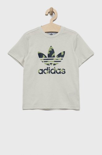 Adidas originals tricou de bumbac pentru copii hc4533 culoarea bej, cu imprimeu
