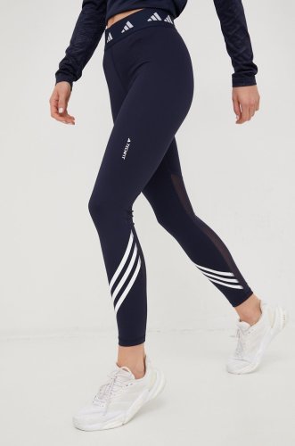 Adidas performance leggins de antrenament techfit 3-stripes femei, culoarea albastru marin, cu imprimeu