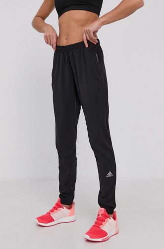 Adidas performance pantaloni gu8939 femei, culoarea negru, cu imprimeu