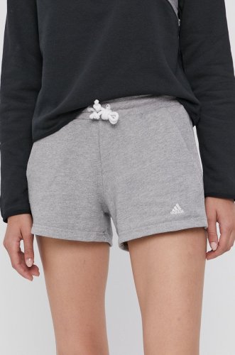 Adidas performance pantaloni scurți femei, culoarea gri, material neted, medium waist
