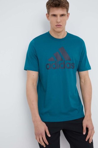 Adidas tricou din bumbac he1844 culoarea verde, cu imprimeu