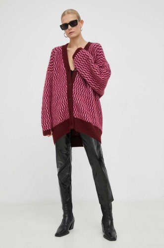 American vintage pulover din amestec de lana femei, culoarea roz, călduros