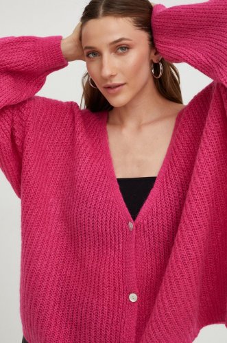 Answear lab cardigan de lana femei, culoarea roz