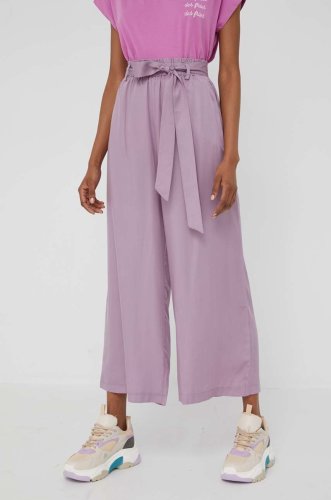 Answear lab pantaloni femei, culoarea violet, lat, high waist