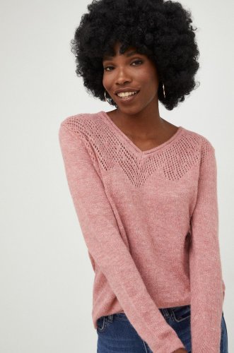 Answear lab pulover de lana femei, culoarea roz, light