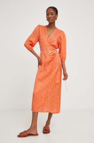 Answear lab rochie culoarea portocaliu, midi, drept