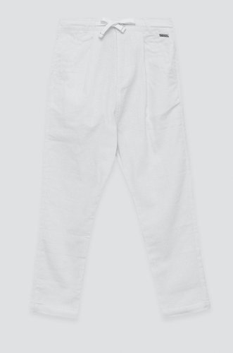 Birba&trybeyond pantaloni cu amestec de in pentru copii culoarea alb, neted