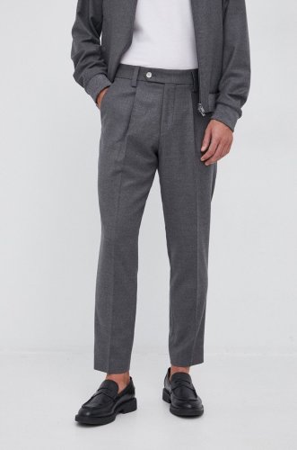 Boss pantaloni bărbați, culoarea gri, model drept