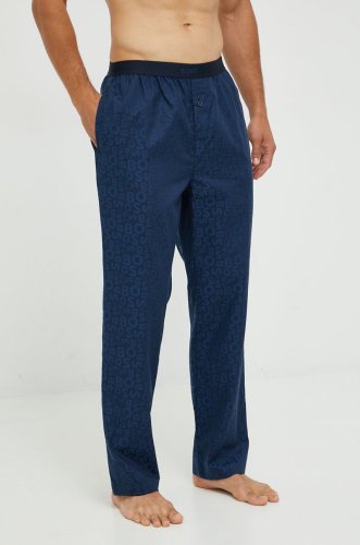 Boss pantaloni pijama bumbac culoarea albastru marin, modelator