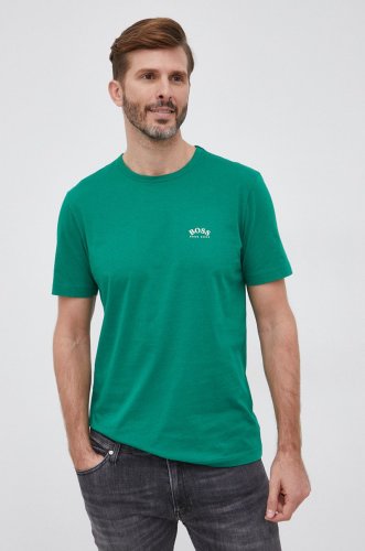Boss tricou din bumbac culoarea verde, cu imprimeu
