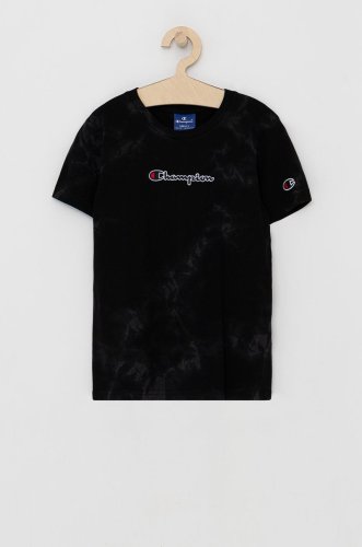 Champion tricou de bumbac pentru copii culoarea negru, cu imprimeu