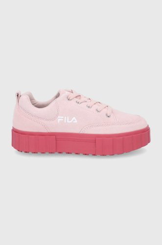 Fila pantofi de piele întoarsă culoarea roz, cu platformă