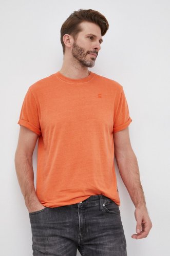 G-star raw tricou din bumbac culoarea portocaliu, material neted