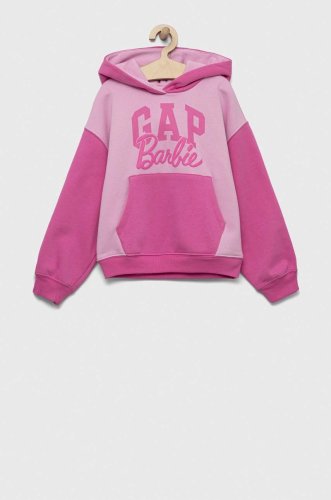 Gap bluza copii x barbie culoarea violet, cu glugă, modelator