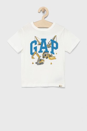 Gap tricou de bumbac pentru copii culoarea alb, cu imprimeu