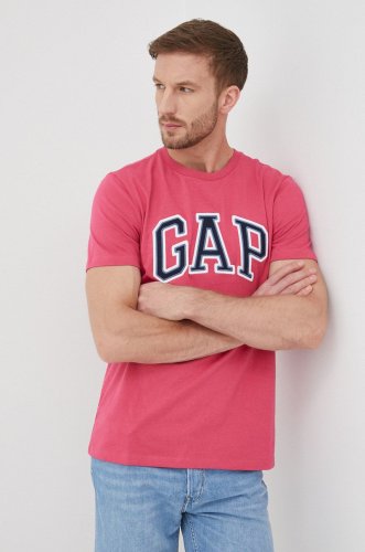 Gap tricou din bumbac culoarea roz, cu imprimeu