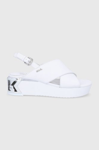 Karl lagerfeld sandale de piele femei, culoarea alb, cu platformă