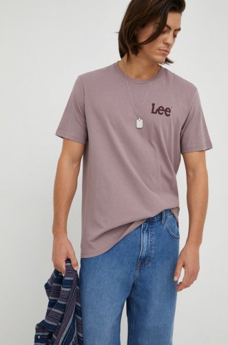 Lee tricou din bumbac culoarea roz, neted