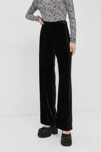 Luisa spagnoli pantaloni din amestec de mătase omologo femei, culoarea negru, drept, high waist
