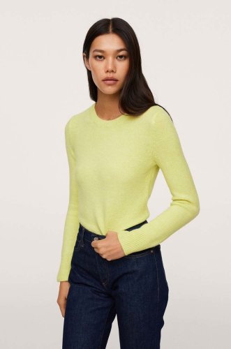 Mango pulover elsa femei, culoarea galben, light