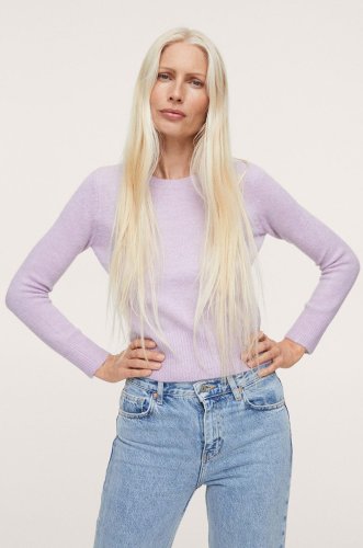 Mango pulover elsa femei, culoarea violet, light