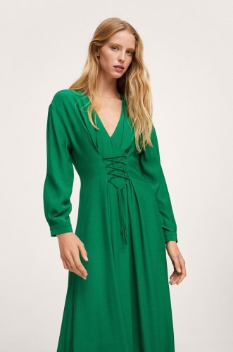 Mango rochie crosser culoarea verde, maxi, model drept