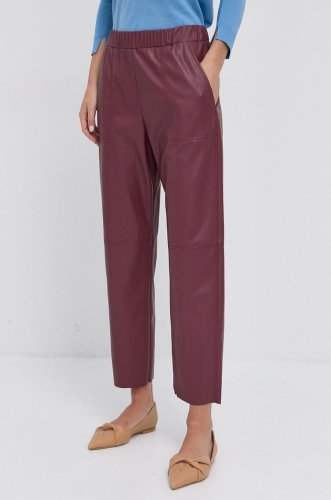 Max&co. pantaloni femei, culoarea bordo, model drept, high waist
