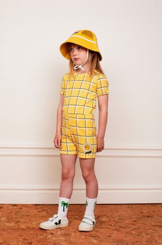 Mini rodini pantaloni scurți din bumbac pentru copii culoarea galben, cu imprimeu