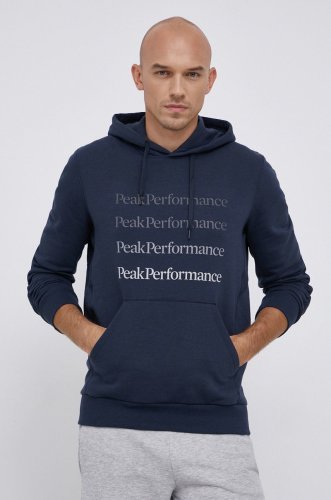 Peak performance bluză bărbați, culoarea albastru marin, material neted