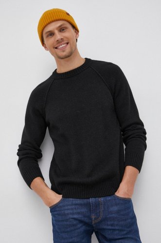 Sisley pulover de lână bărbați, culoarea negru, light