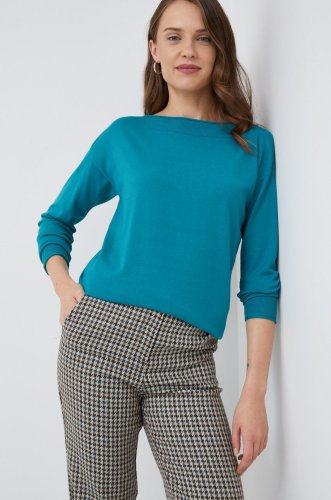 Sisley pulover femei, culoarea turcoaz, light