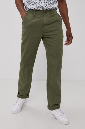 Superdry pantaloni bărbați, culoarea verde, model drept