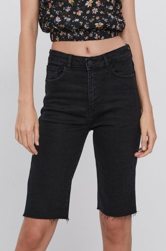 Tally weijl pantaloni scurți jeans femei, culoarea negru, material neted, high waist