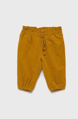 United colors of benetton pantaloni de bumbac pentru copii culoarea galben, material neted